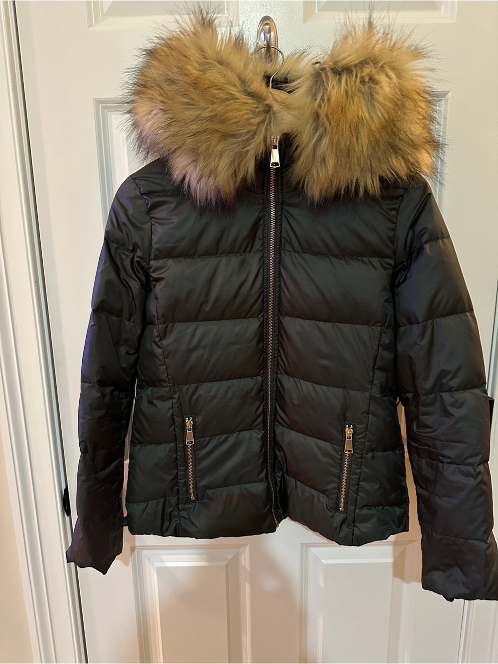 Zara Womens Jacket with Faux Fur Trim Hood